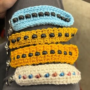 Handcrafted Crochet fidget spinners Set - Blue, Yellow, Orange, Cream